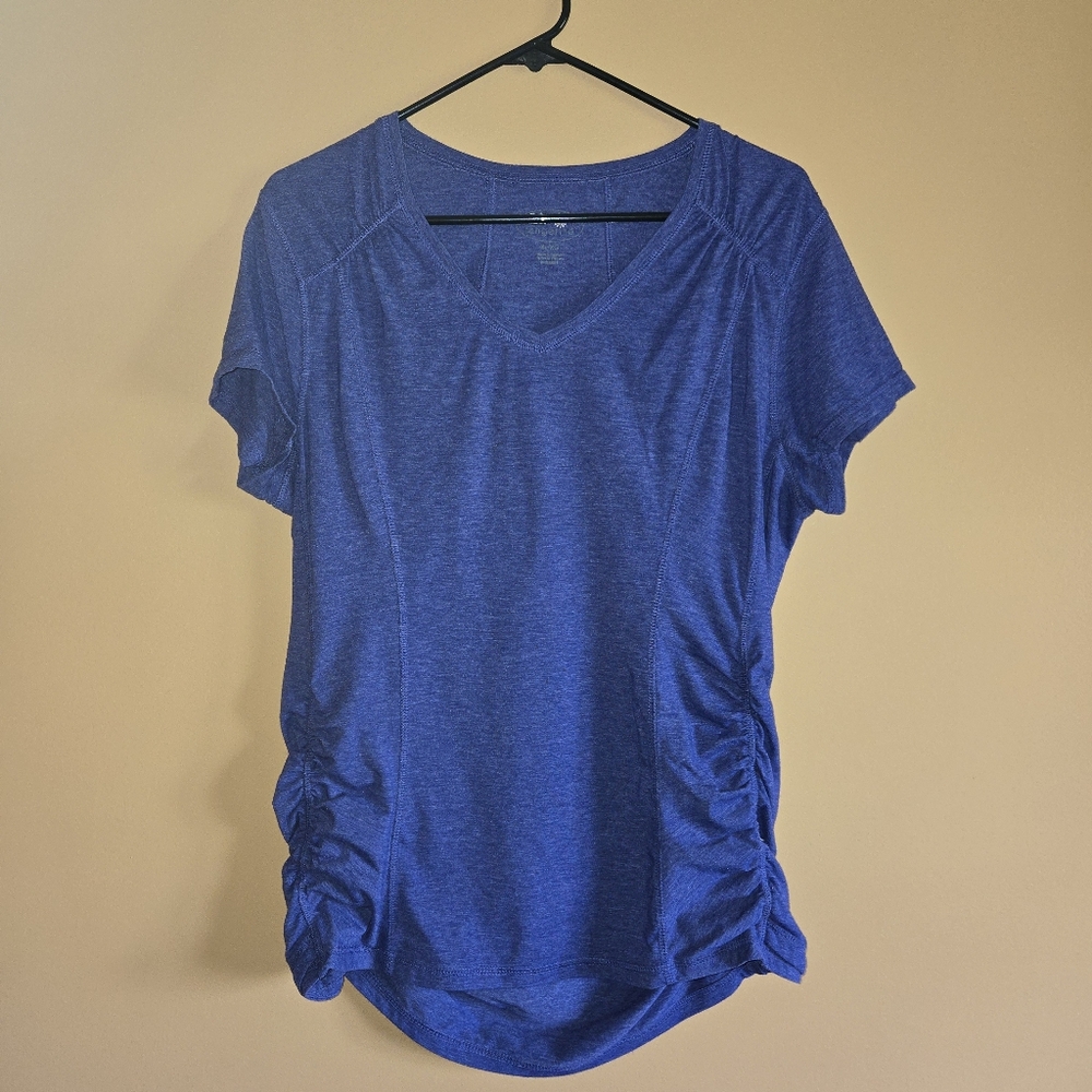 Tangerine Athletic Top With Crinkle Sides, PTP=18.75"